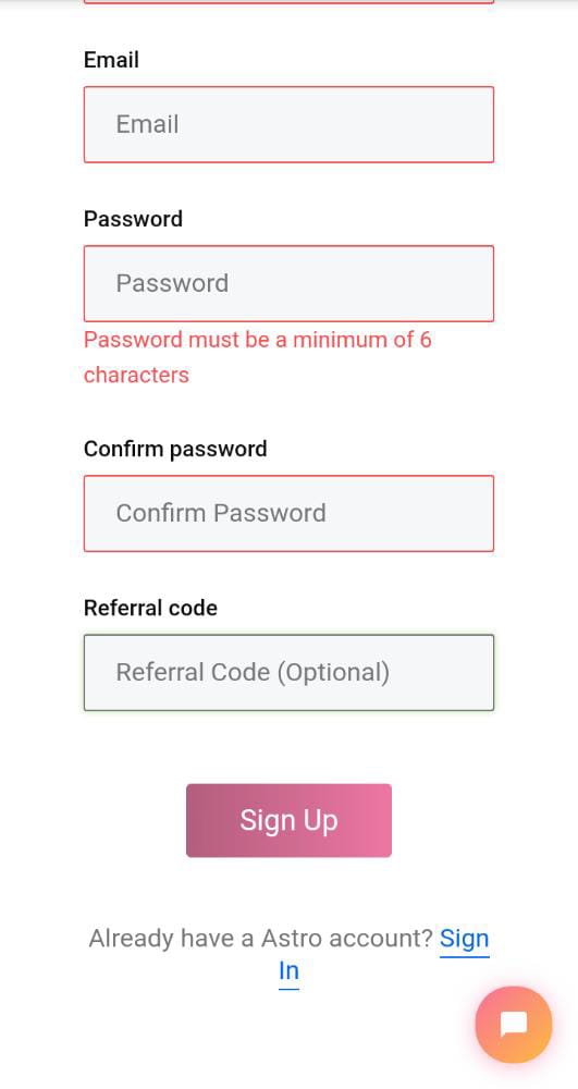 How To Trade on Astro 4 Sign up 2
